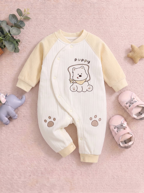 Puppy Textured Romper (Yellow)