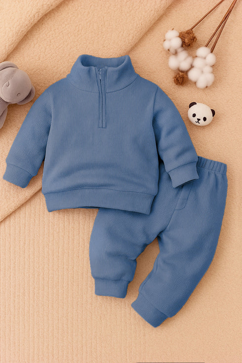 Ribbed High Neck (Blue)