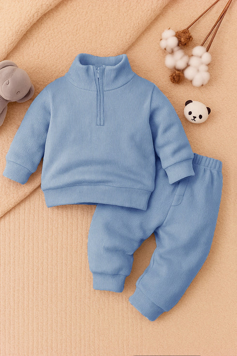 Ribbed High Neck (Blue)