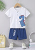 Cute Dino Henley Short Set