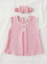 Rosy White Bow Frock Set with Headband