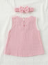 Rosy White Bow Frock Set with Headband