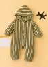 Striped Crochet Knit Hooded Sleepsuit