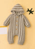 Striped Crochet Knit Hooded Sleepsuit