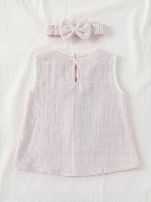 Light Pink Bow Frock Set with Headband