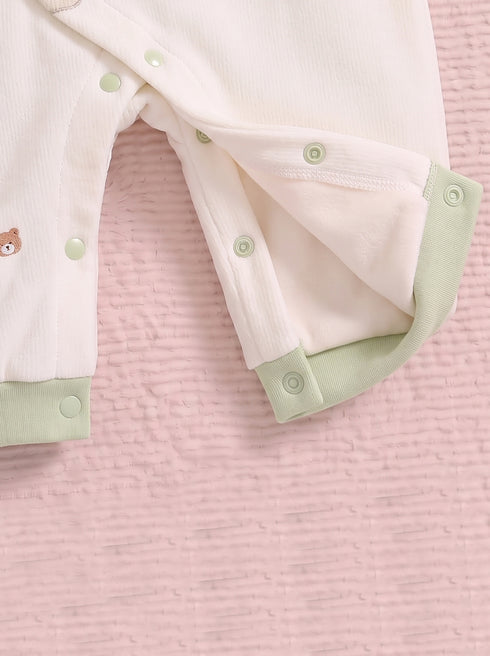 Cute Bear Textured Romper (Green)