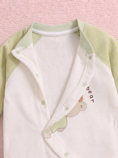 Cute Bear Textured Romper (Green)