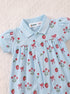 Strawberry Blossom Polo Collar Romper