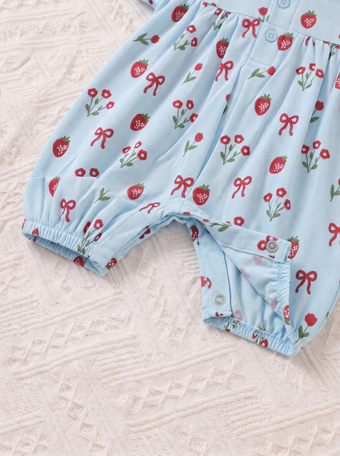 Strawberry Blossom Polo Collar Romper