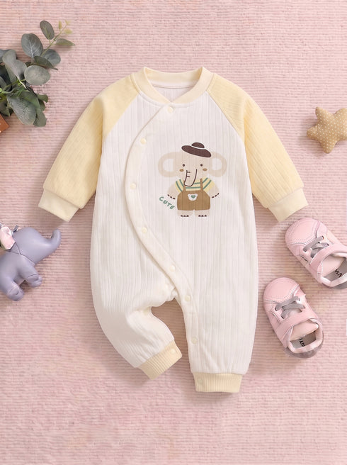 Cute Elephant Textured Romper (Yellow)