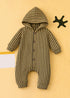 Striped Crochet Knit Hooded Sleepsuit