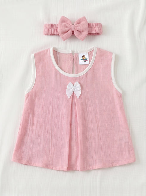 Pink Bow Frock Set with Headband