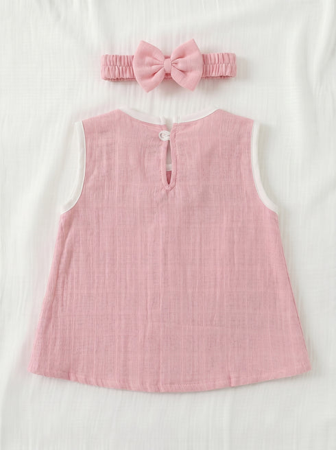 Pink Bow Frock Set with Headband