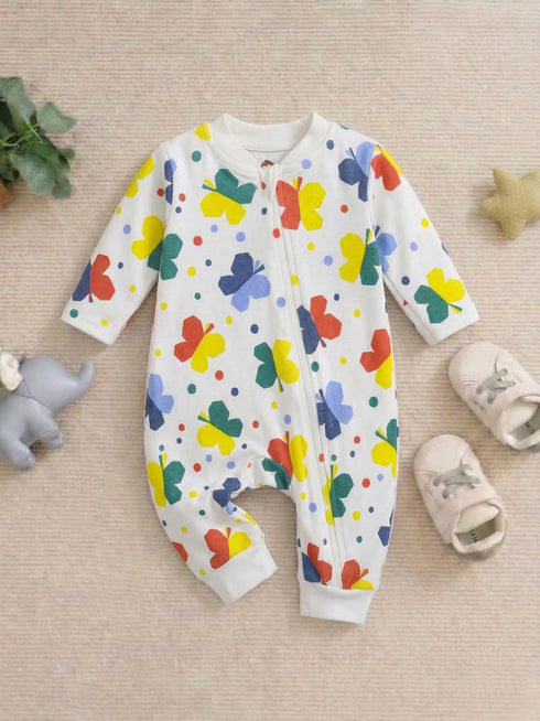 Colorful Butterfly Interlock Sleepsuit
