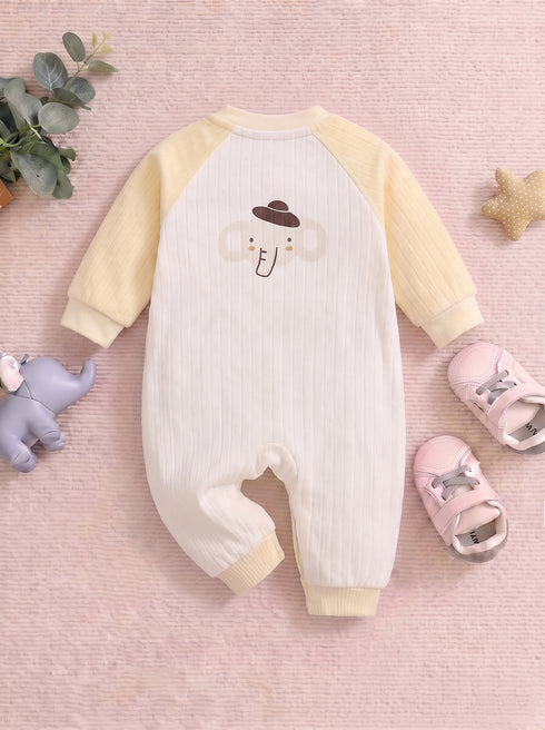 Cute Elephant Textured Romper (Yellow)