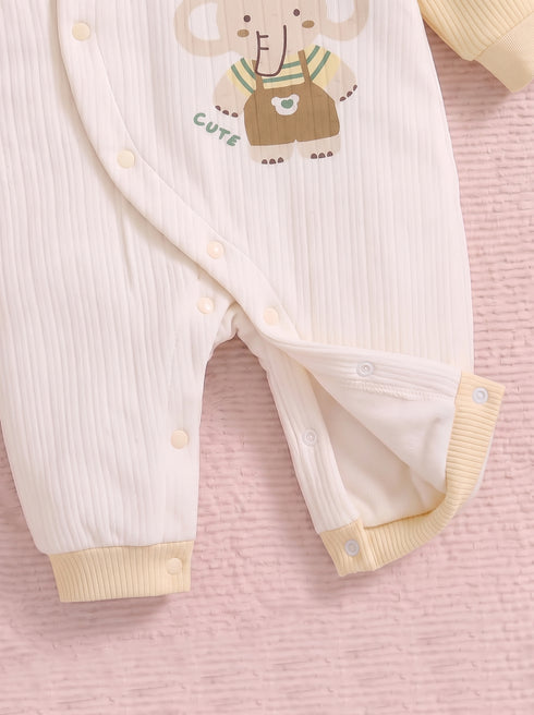 Cute Elephant Textured Romper (Yellow)