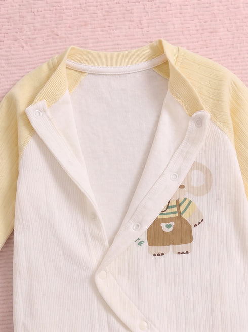 Cute Elephant Textured Romper (Yellow)