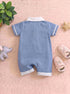 Bear Embroidered Polo Collar Romper (Blue)