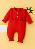 Red Ruffle Bow Ribbed Sleepsuit