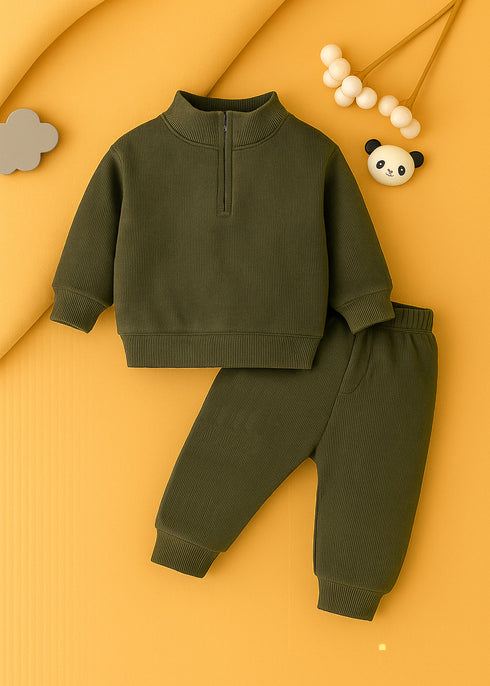 Ribbed High Neck (Dark Green)