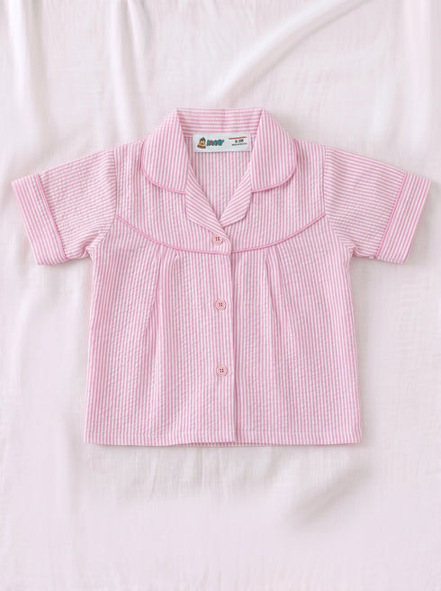 Pink Striped Night Suit Set