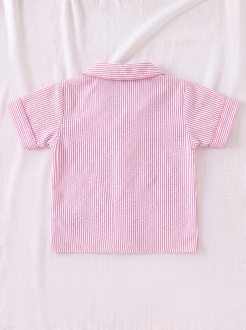 Pink Striped Night Suit Set