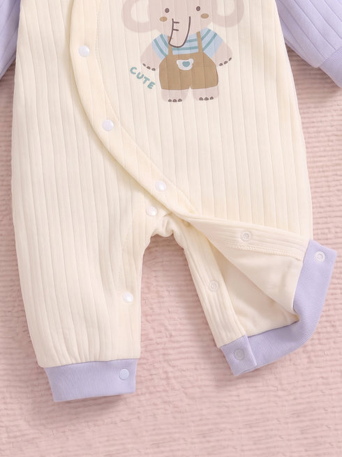 Cute Elephant Textured Romper (Blue)