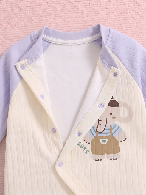 Cute Elephant Textured Romper (Blue)