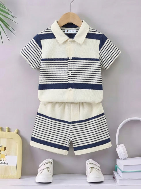 Nautical Stripe Button-Down Shirt Set