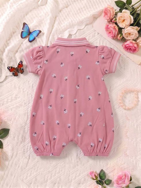 Daisy Bloom Polo Collar Romper