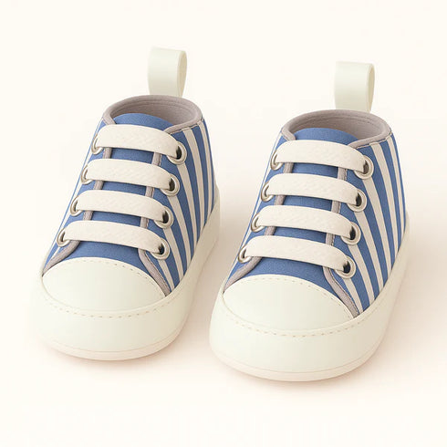 Blue & White Striped Baby Sneaker