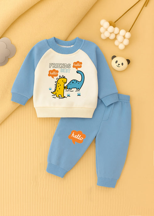 Best Friends Dino Raglan Fleece Sweatshirt Set