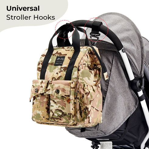 Little Story Camo Baby Bag – Hooks & Changing Mat
