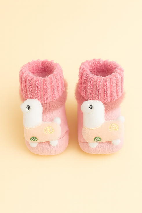 Baby Girl Pink Llama Booties