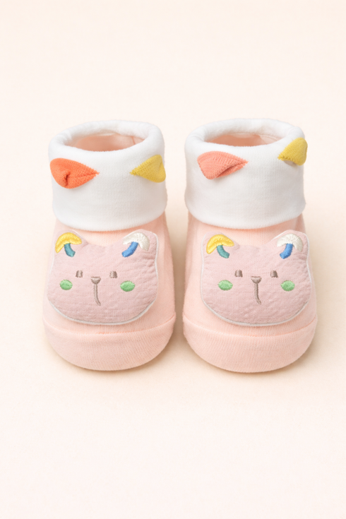 Peach Bunny Baby Booties
