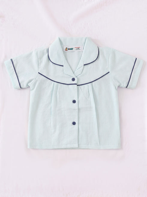 Green Striped Night Suit Set