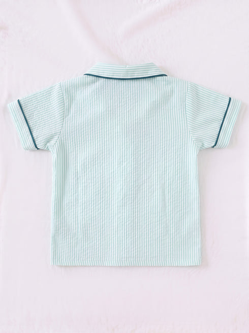 Green Striped Night Suit Set