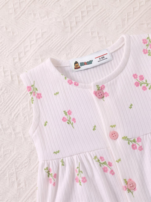 Spring Blossom Front Open Buttoned Romper