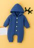 Navy Hooded Jacquard Knit Sleepsuit