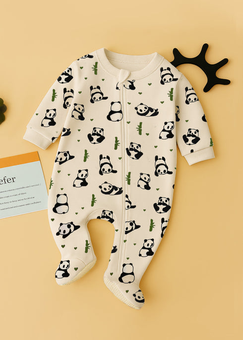 Panda Printed Fleece Footed Sleepsuit