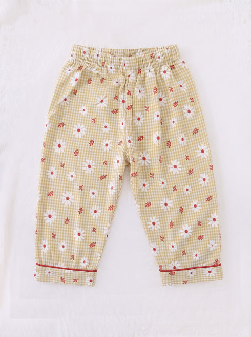 Daisy Gingham Night Suit Set (Mustard)