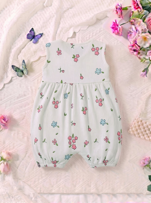 Pastel Blossom Front Open Buttoned Romper