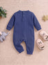 Cuddle Bear Navy Ribbed Sleepsuit