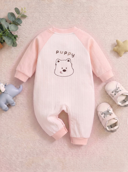 Puppy Textured Romper (Pink)