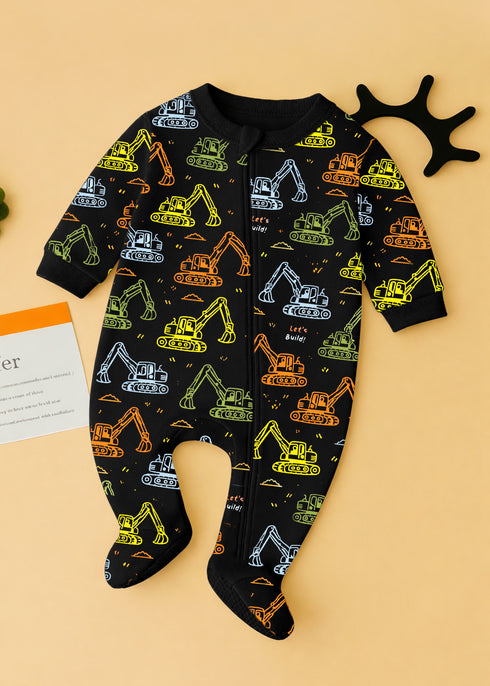 Little Builder Dreams Printed Fleece Footed Sleepsuit
