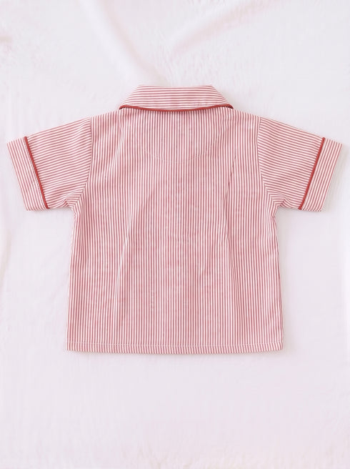 Red Striped Night Suit Set