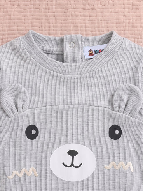 Cuddle Bear Oatmeal Ribbed Sleepsuit