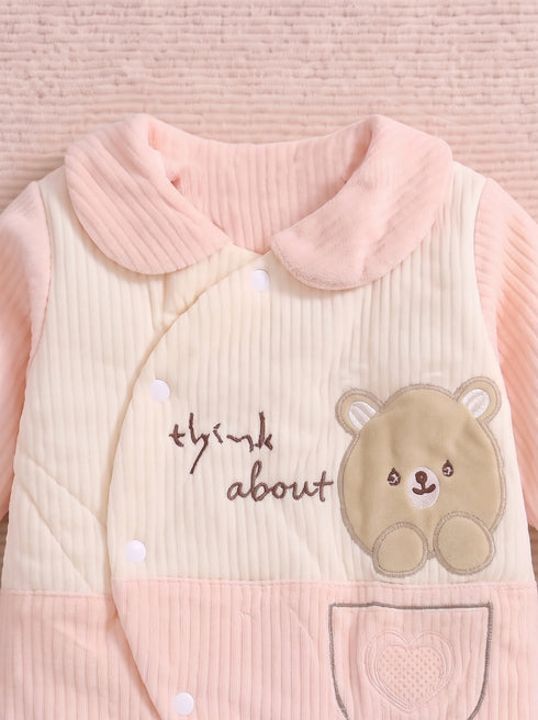 Cuddle Bear Textured Romper (Orange)