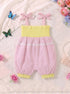 Kitty Embroidered Smocked Bow Romper (Pink)