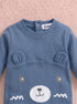 Cuddle Bear Steel Blue Ribbed Sleepsuit